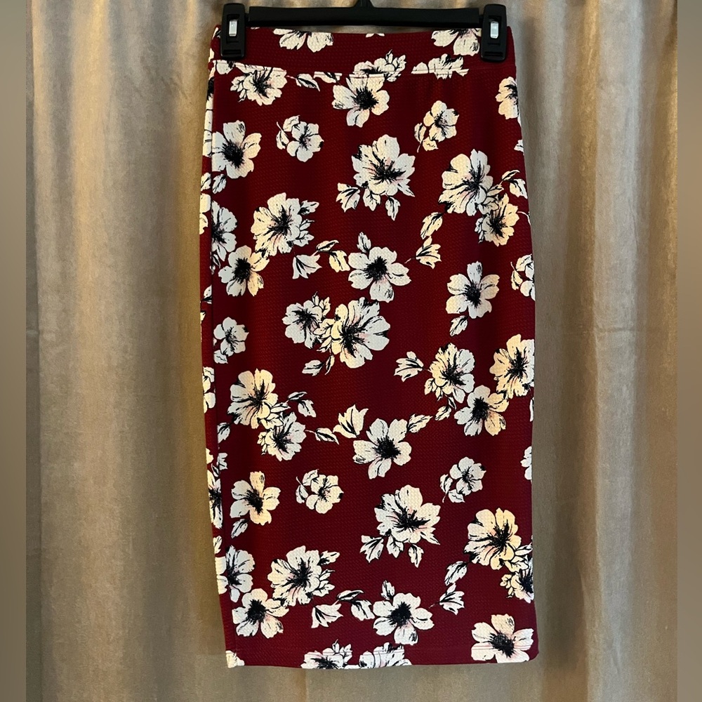 Floral Midi High Waisted Skirt